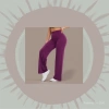 Jenny Aido's purple high-waisted wide-leg sweatpants with a waistband design are paired with white sports shoes Application Scenario